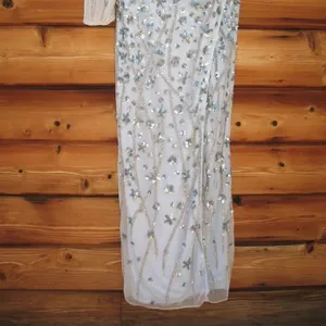 MAC DUGGAL Blue Embellished One Sleeve Faux Wrap Gown Dress 8 thumbnail 10