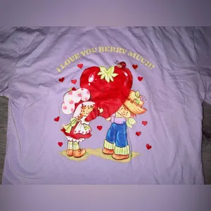 Strawberry Shortcake Y2K Pastel Purple Crop Top Women’s “I Love You Berry much”! thumbnail 2