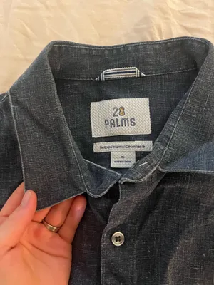 Linen Button Up Shirt Blue Size XL thumbnail 2
