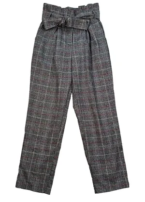DO + BE Paperbag Waist Trouser Pants Size Small Plaid Straight Leg High Waist thumbnail 1