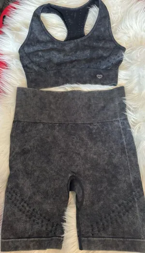 Wildfox SWEAT Marbled Sports Bra & Bike Shorts Set | Size S thumbnail 1