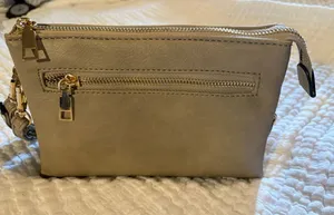 Taupe Three Pocket Zip-Top Women’s Bag. Use as Clutch or Crossbody. thumbnail 1