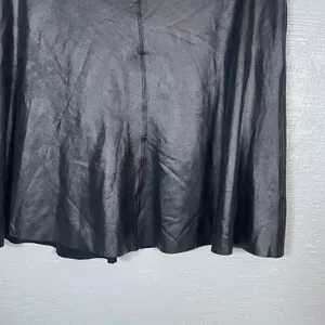 SPANX Women Plus Size 1X Black Faux Leather Skater Mini Skirt Edgy Rocker Punk thumbnail 2