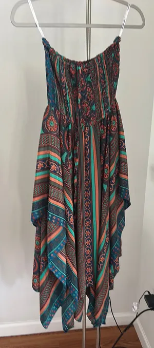 INDIA BOUTIQUE Asymmetrical Boho Strapless Dress thumbnail 1