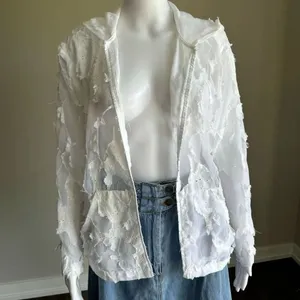 Flawed Y2K White Sheer Deconstructed Hoodie Long Sleeve Top thumbnail 10