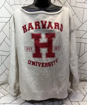 Harvard University Sweatshirt XL Gray‎ Boat Neck Veritas Pullover Sweatshirt thumbnail 1