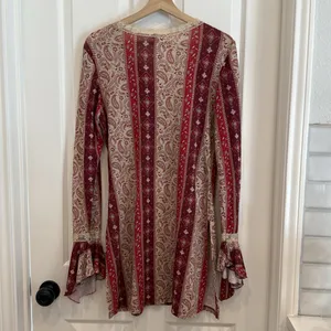 Y2k vintage paisley print lace detail babydoll flare sleeve tunic thumbnail 7