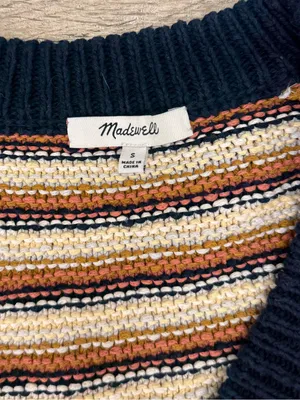 Madewell Arden V-Neck Crop Striped Multicolor Knit Sweater Size small thumbnail 4