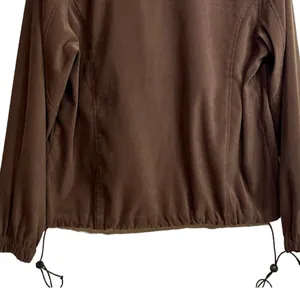 ORVIS Brown Faux Suede Full Zip Jacket Cinch Hem Pockets Y2K Women's 12 thumbnail 4