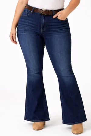 NWT 7 For All Mankind Jiselle in Dark Blue Flare Jeans - Size 32 thumbnail 1