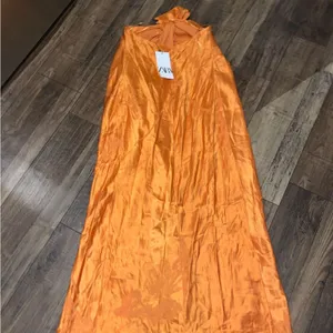 Zara Woman Collection Orange Jacquard Halter boho Dress NWT party resort 189$ thumbnail 13