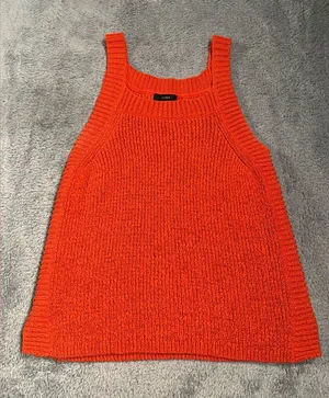 J. Crew Orange Knit Sleeveless tank Top medium thumbnail 1