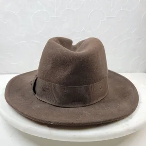 Indiana Jones Brand Wool Hat Mens Small Brown Stylish Bow Ribbon Band 12" Fedora thumbnail 10