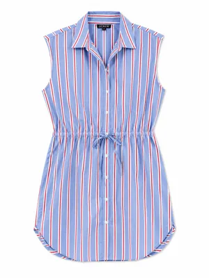 J.Crew Sleeveless Shirtdress Womens 8 Blue Red Striped NWT CW436 Drawstring thumbnail 5