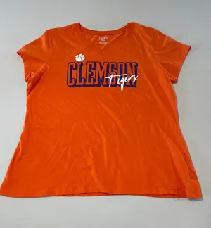 Hanes Clemson Tigers Womens Orange V Neck Tee Shirt Size XL thumbnail 1