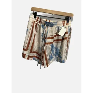 Petal‎ + Pup Lara Shorts L Cream Blue Floral Satin Elastic Waist Resort Boho thumbnail 3