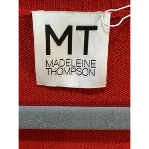 Madeleine Thompson Womens‎ Button Del Ray Cardigan Sweater Red & Pink Striped thumbnail 4