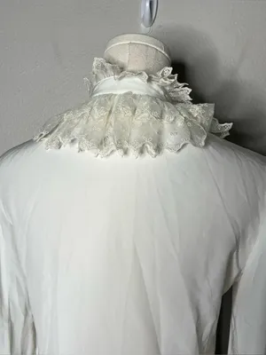 Vintage Tokyo Blouse Marianne Ruffle Lace Tie Neck Button Down Victorian Blouse thumbnail 4