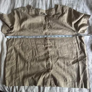 Christopher & Banks Linen Blend Blouse M Taupe Button Front Coastal Minimalist thumbnail 6