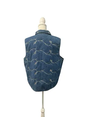 River Ridge Trading Co. Vintage Quilted Denim Embroidered Vest XL Hong Kong thumbnail 5