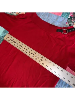 Lauren Ralph Lauren Red Sweater with Leather Buckle Detail, Woman’s Size Large thumbnail 7