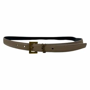 Saint Laurent Cassandre Logo Belt Square Buckle Leather Beige Size 90/36 thumbnail 5