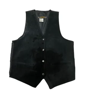 Vintage 90s black leather suede bikers vest 🔥 thumbnail 1