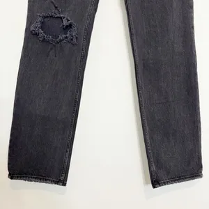 Abercrombie Ankle Straight Jeans Size 28 Black Denim Ultra High Rise Pant Grunge thumbnail 4