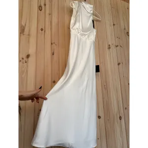 NWT Lulus Distinctive Charm White Satin Asymmetrical Midi Dress Wedding Size M thumbnail 7