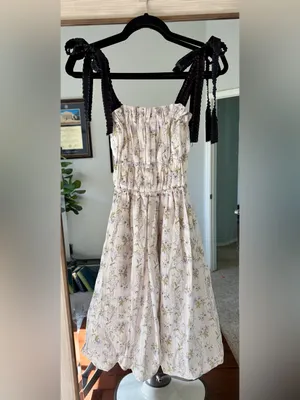 Brock Collection x H&M Lyocell Floral Woven Tie Strap Midi Dress Sundress Sz XS thumbnail 2