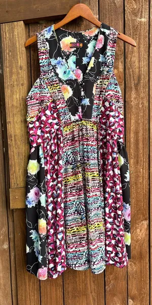 Isle by Melis Kogan Colorful Patchwork Sleeveless Dress thumbnail 1