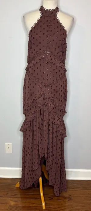ASOS - Brown Halter Tiered Maxi Dress thumbnail 1
