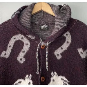 Vintage Genesis Wool Jacket Size XL Zip Artsy Horse Horseshoes Western Cowgirl thumbnail 3