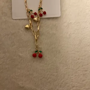 Cherry Necklace with matching earring Gold thumbnail 2