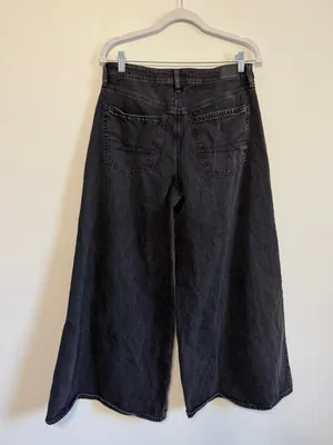 American Eagle Baggy A-Line Fit Jean Size 6 Black Loose Fit Flare Wide Leg thumbnail 5