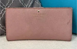Kate Spade Mikas Pond Stacy Crosshatch Leather bifold wallet‎ pink thumbnail 1