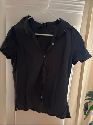 Gap Gray Button Down Blouse Junior’s Size L thumbnail 1