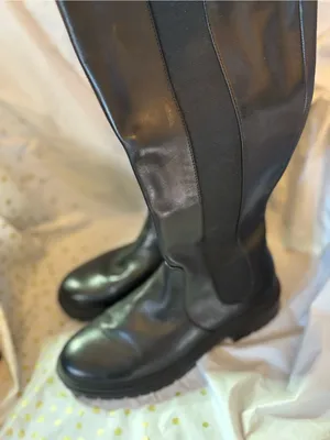 INC International Concepts Black Over-the-Knee Chelsea Lug Boots thumbnail 3