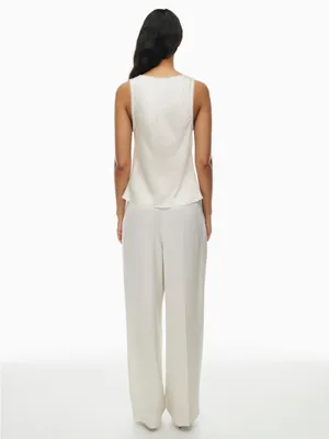 Aritzia Wilfred Picnic Satin Babydoll Camisole Ivory Lace Tie Front 2XS thumbnail 4