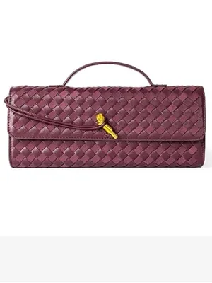 Wine Woven Evening Clutch Crossbody Bag thumbnail 2