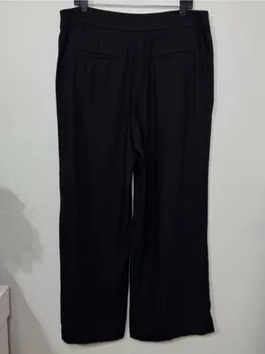 The LOFT Clean Wide Leg Pants in Linen Blend Black Size 14 thumbnail 5