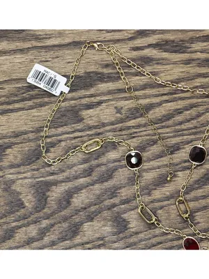 NWT MCYS Fashion Open Link Bezel Set Long Station Necklace Gold / Red 30' + 3" thumbnail 4