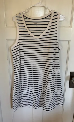 Pact navy & white striped organic cotton tank dress size large thumbnail 1