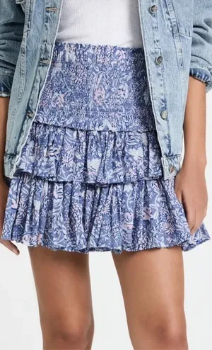 Sundry Wild Floral Smocked Tiered Ruffle Mini Skirt Size 2 / Medium NWT thumbnail 1