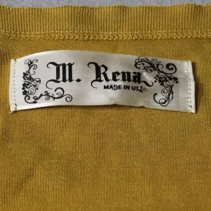 M.‎ Rena Waffle Knit Top Womens Large Yellow V-Neck Pleated Thermal Boho S4945A thumbnail 2