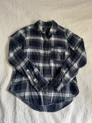 Womens Abercrombie and Fitch Navy Plaid Shirt thumbnail 1