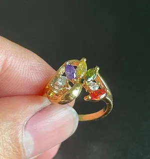 Multicolor stone 18k gold plated ring size 4.5 thumbnail 7
