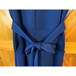 Free Assembly Women's Navy Sleeveless Jumpsuit Tie Waist Pockets Size Medium (66 thumbnail 3