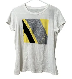 Armani Exchange AX Shirt Women Size Large Cotton Short Sleeve Graphic Print‎ NWT thumbnail 1