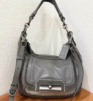 COACH 18287 Kristin Spectator Gray Leather w/ Croc Embossed Trims Handbag thumbnail 1
